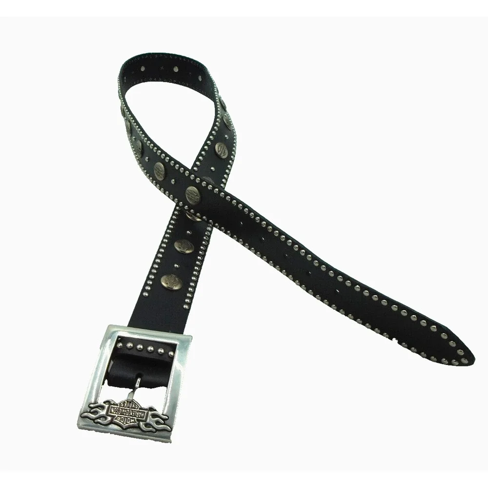 2007‎ Harley Davidson Studded Black Leather Belt with Buckle- XL 38